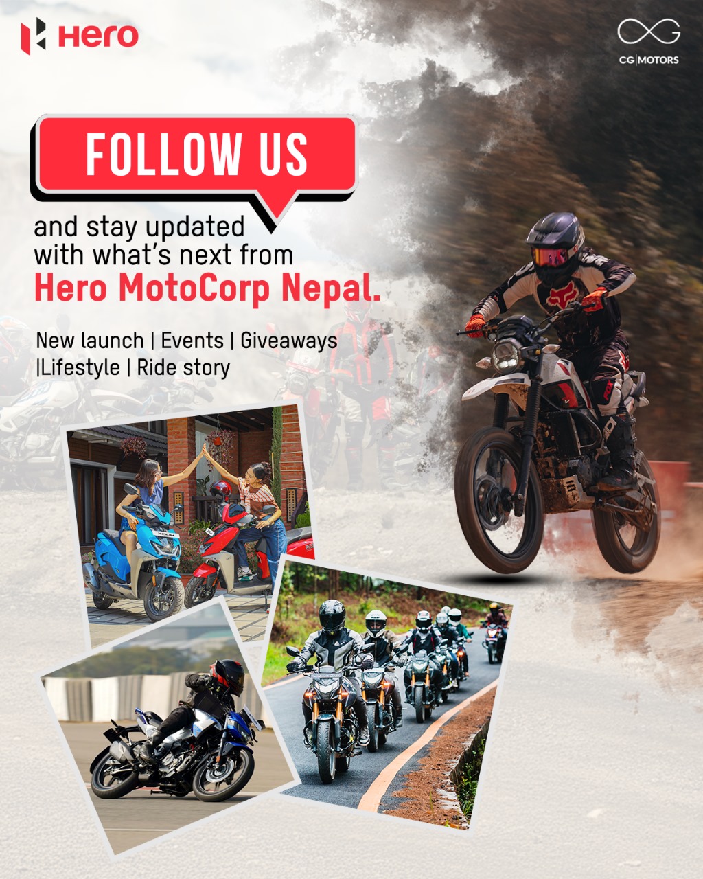 Hero MotoCorp Nepal Facebook ad: Follow us for exclusive updates on new launches…