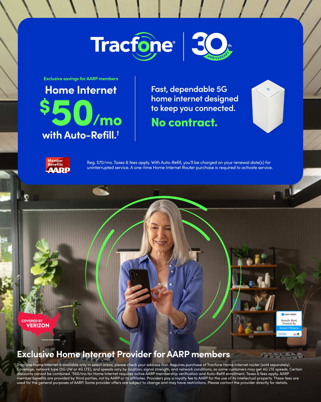 AARP Media Ad Network Facebook ad: Home Internet for $50/mo