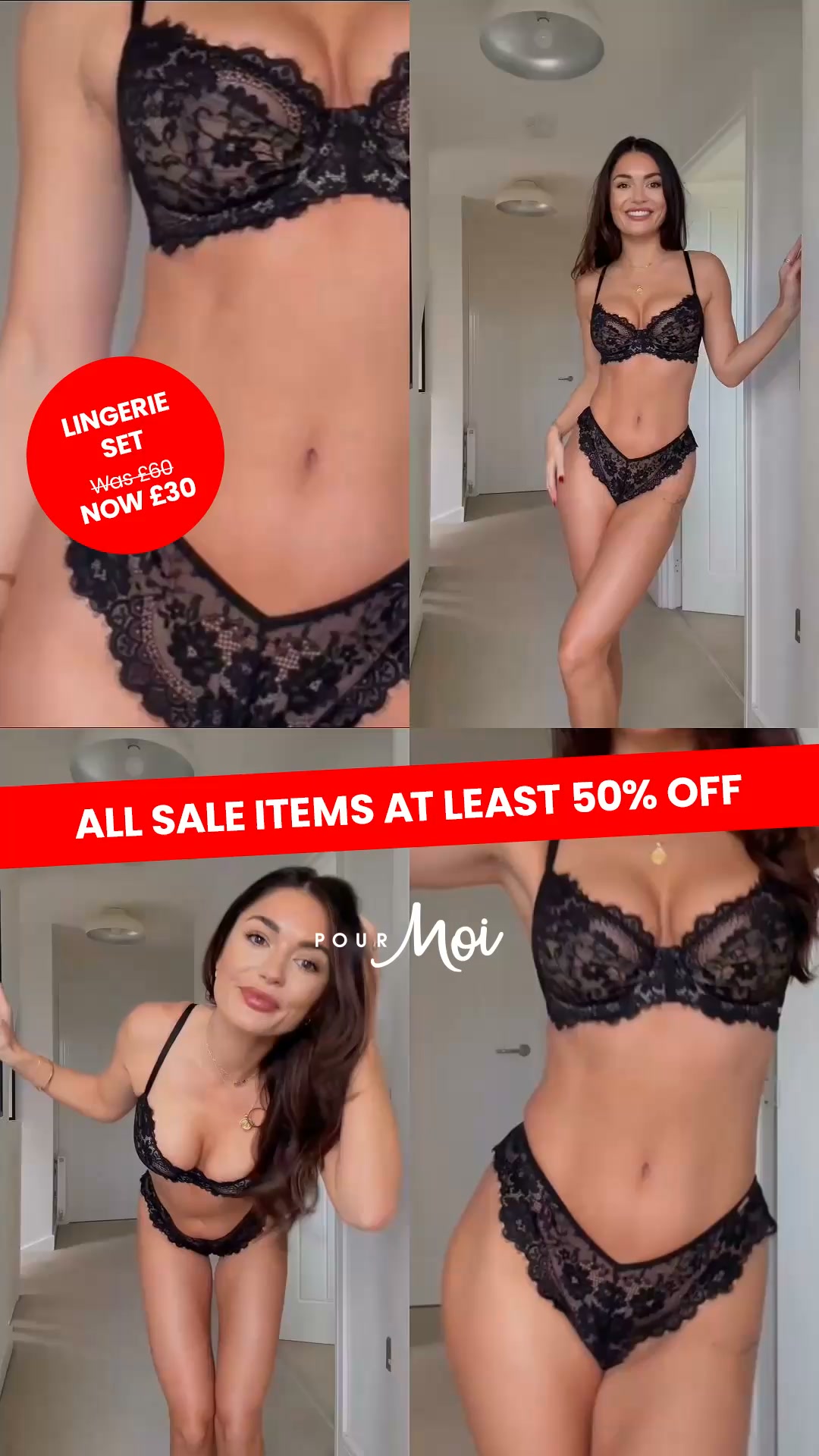 Pour Moi Facebook ad: Sale Lingerie from 50% off!