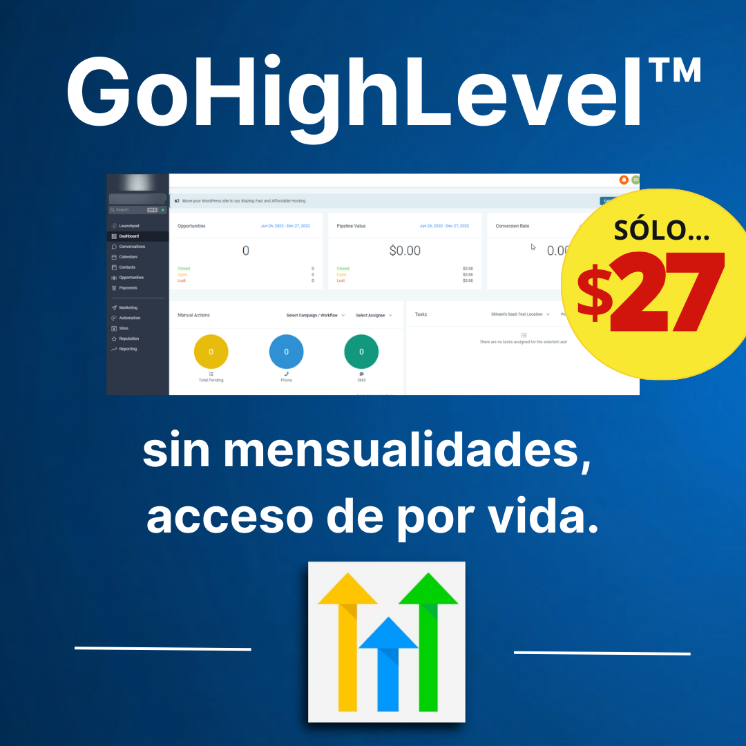 GHL Pago Único Facebook ad: Acceso de Pago Único a GoHighLevel (4.9 • 231 reseñas)