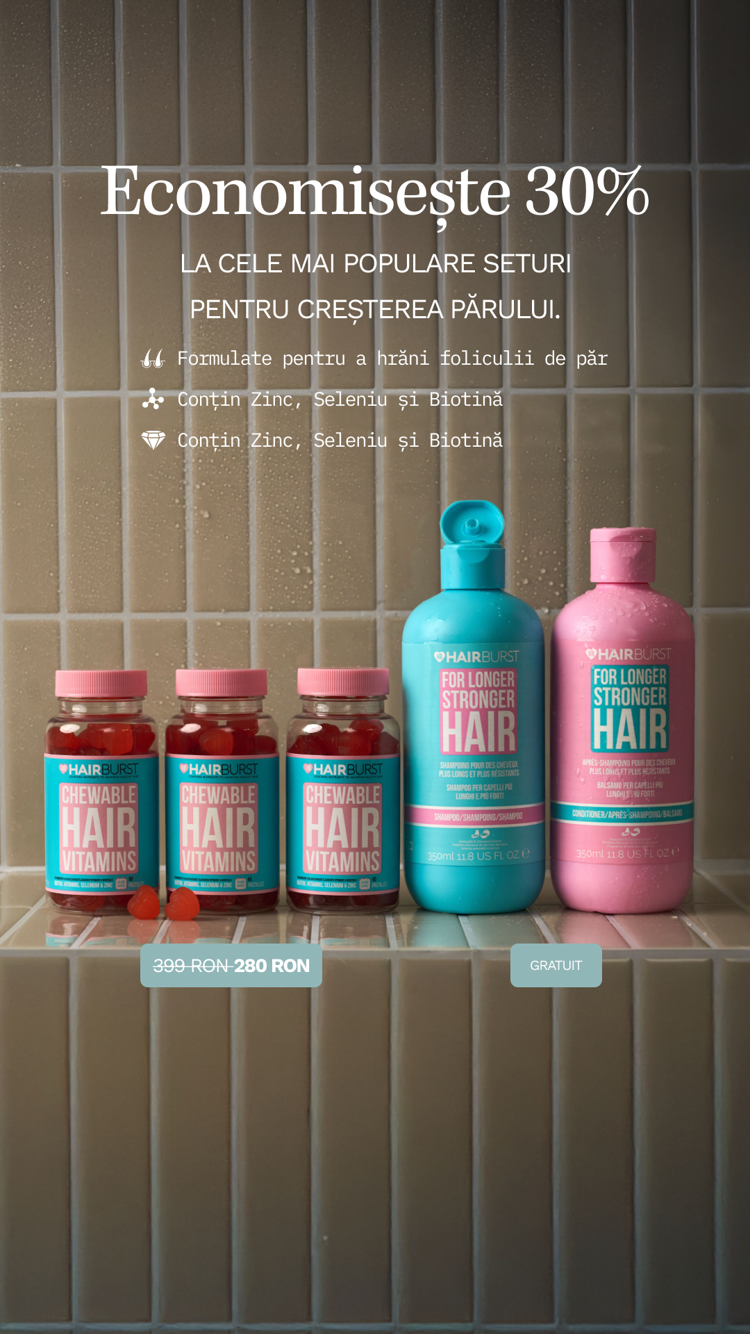 Hairburst Romania Facebook ad