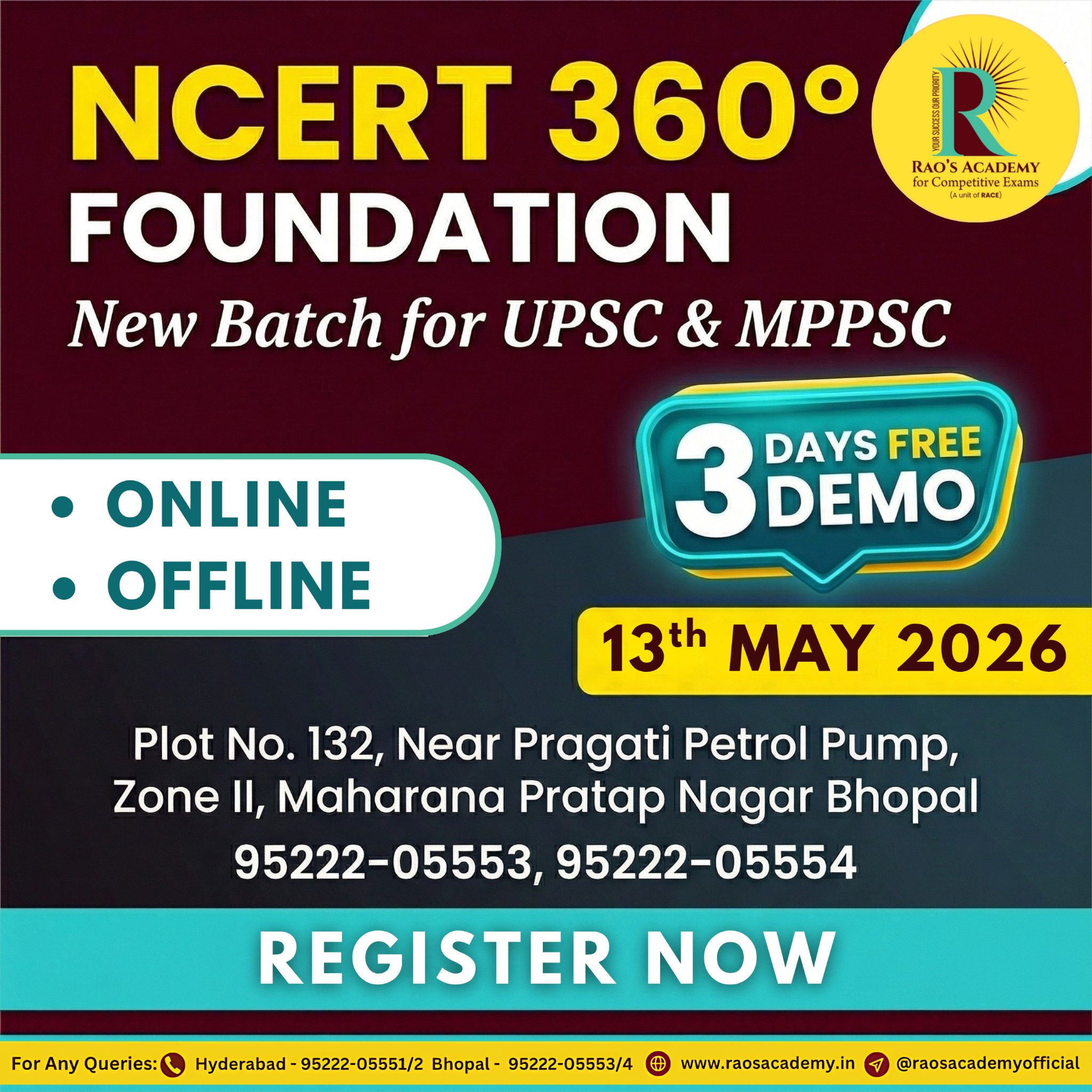 Rao's Academy for Competitive Exams Facebook ad: NCERT 360° Foundation Batch