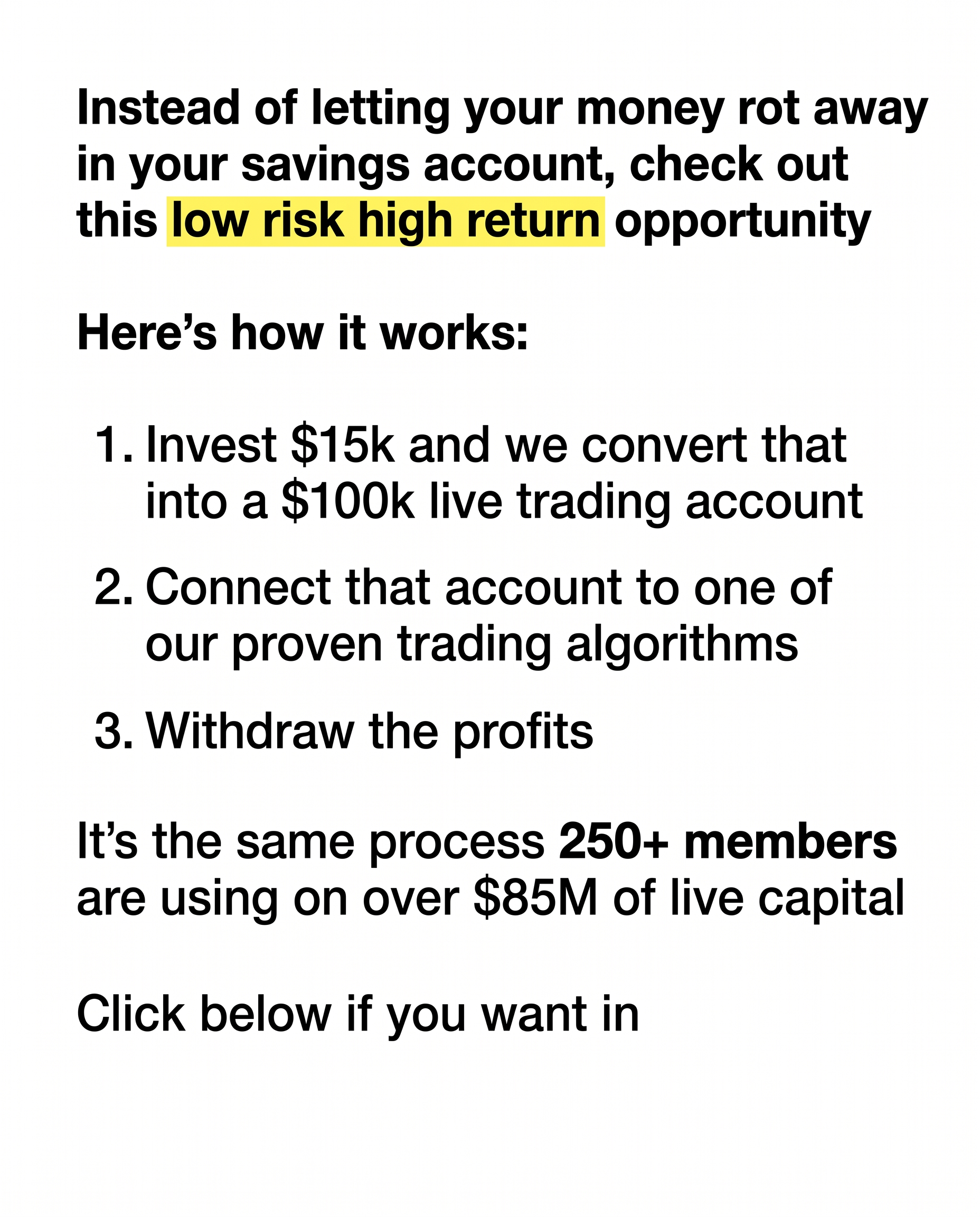 Progress Overcome Win Facebook ad: Done For You Trading With Funded Capital