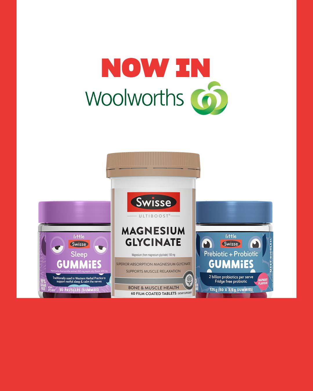 Swisse Facebook ad: NOW AT WOOLWORTHS