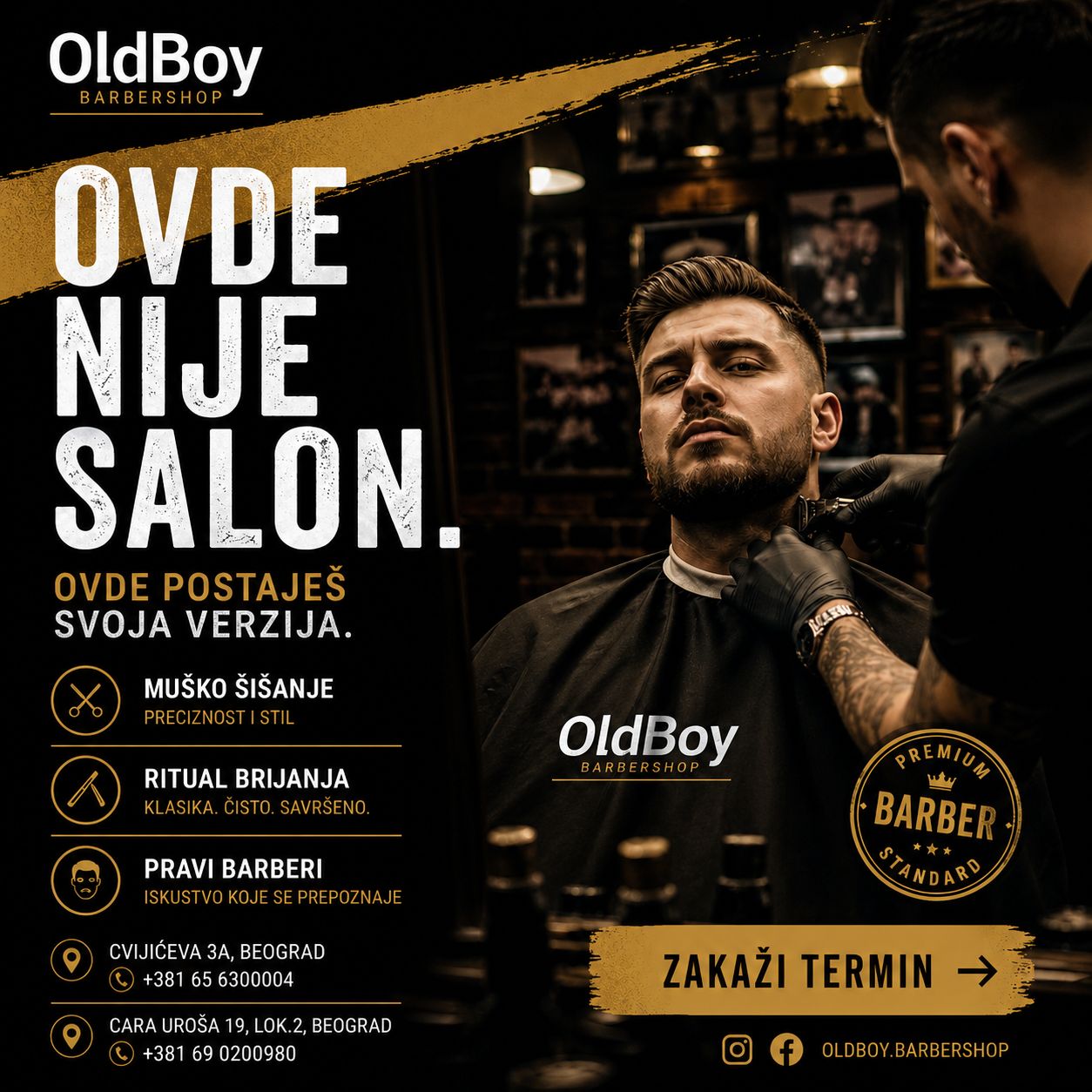 OldBoy Barbershop Beograd Facebook ad: Instagram