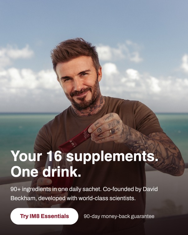 IM8 Facebook ad: Your 16 supplements. One drink.