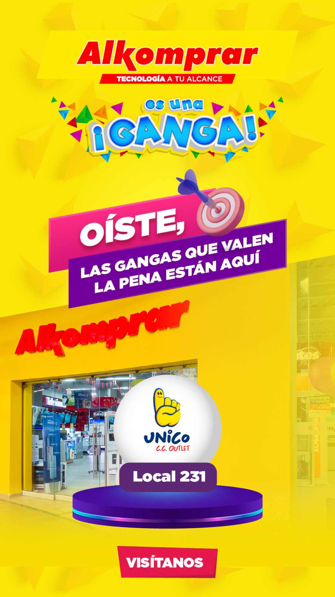 Alkomprar Facebook ad: ¡Te esperamos en el C.C. Único!