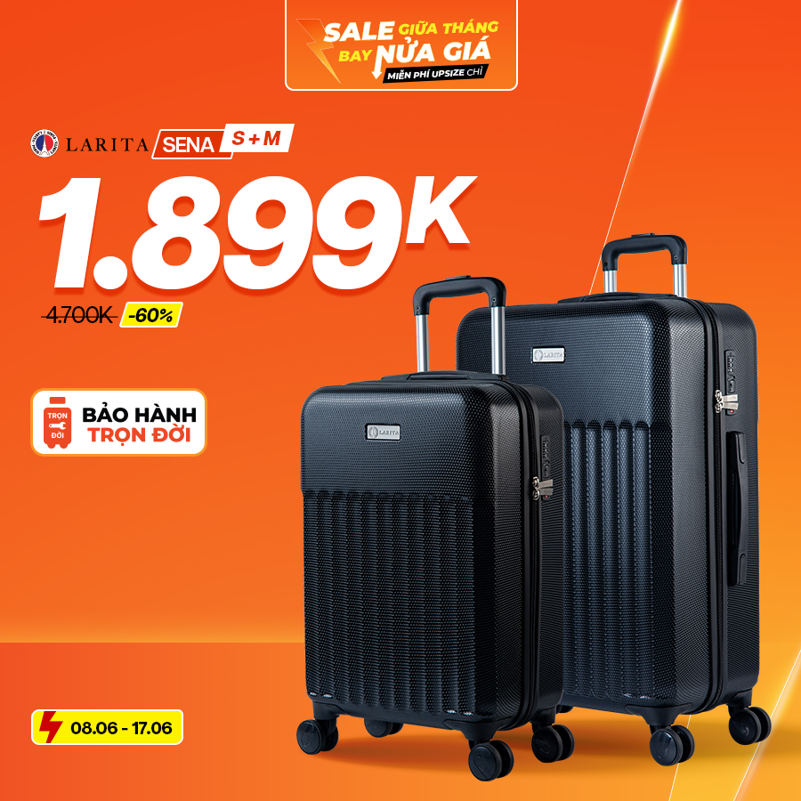 MIA.vn Outlet Facebook ad: GIỮA THÁNG DEAL TO, COMBO VALI SALE 60%