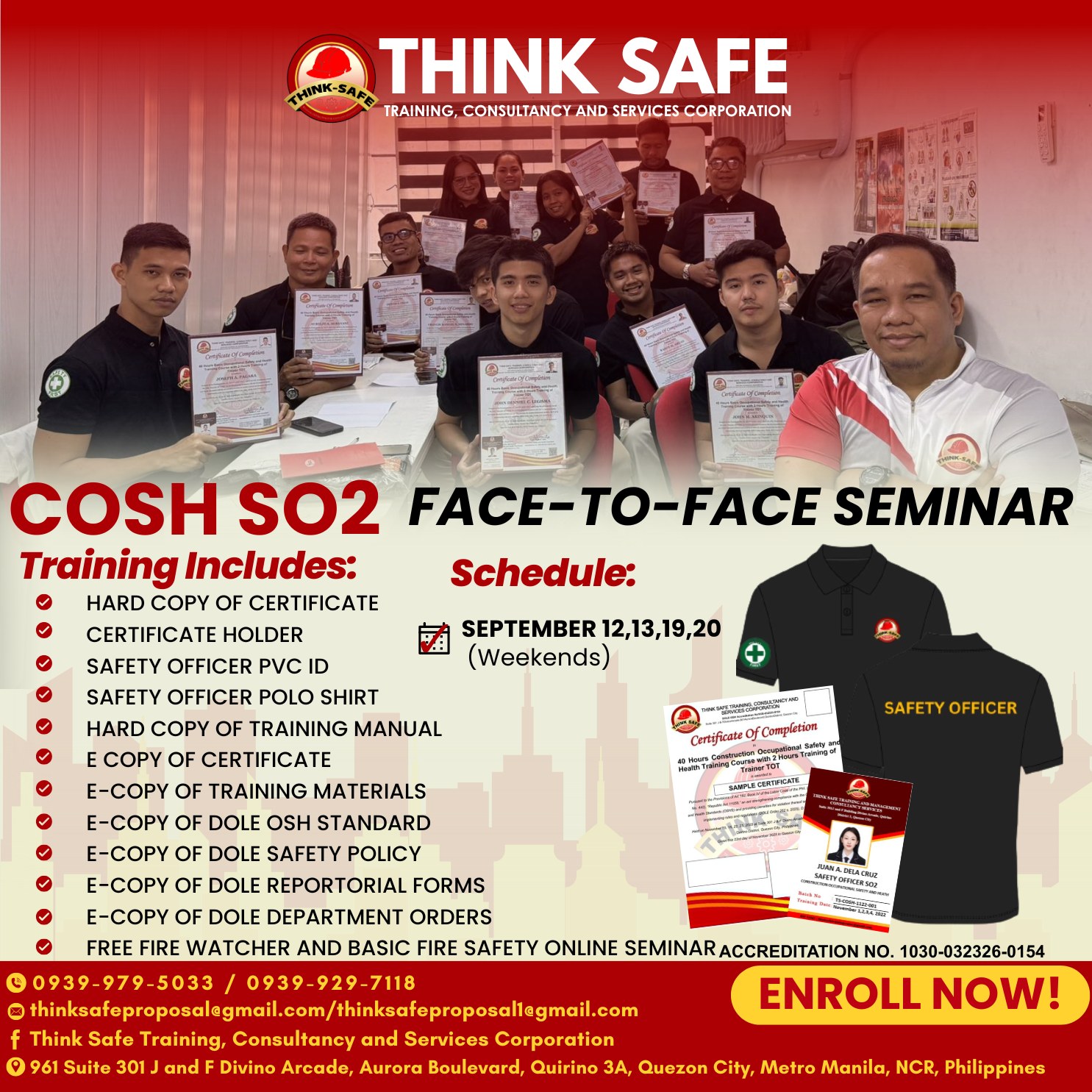 Think Safe Training, Consultancy and Services Corp. Facebook ad: 𝐒𝐄𝐏𝐓𝐄𝐌𝐁𝐄𝐑 𝟐𝟎𝟐𝟔 𝐅𝐀𝐂𝐄-𝐓𝐎-𝐅𝐀𝐂𝐄…