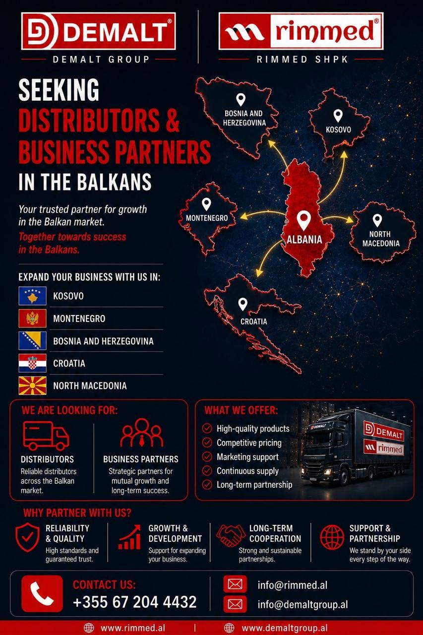 Rimmed Shpk Facebook ad: Become Our Distributor in the Balkans
