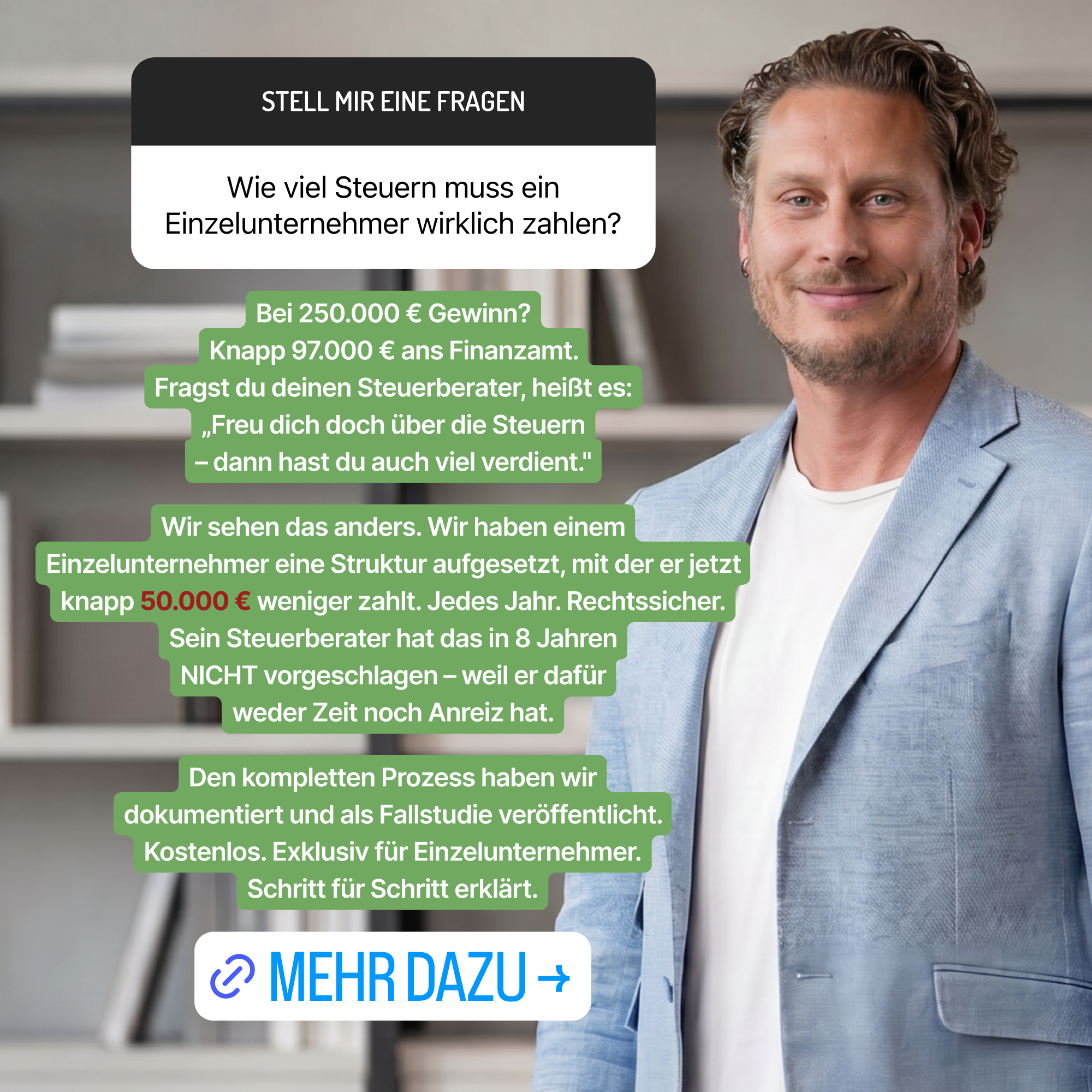 Marvin Großkrueger Facebook ad: Finde heraus, wie viel Steuer du legal sparen könntest