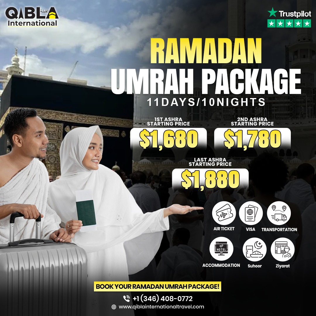 Qibla International Travel Facebook ad from Dec 16, 2025