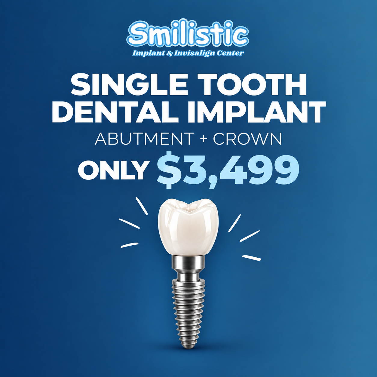 Smilistic Dental Care of Marlborough Facebook ad: Marlborough - Single Tooth Implants at $3,499!