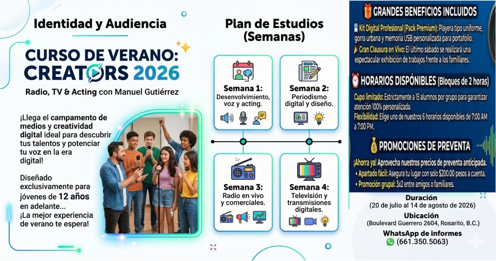 Konceptos.com.mx Facebook ad: CURSO DE VERANO: CREATORS 2026 Radio, TV & Acting con…
