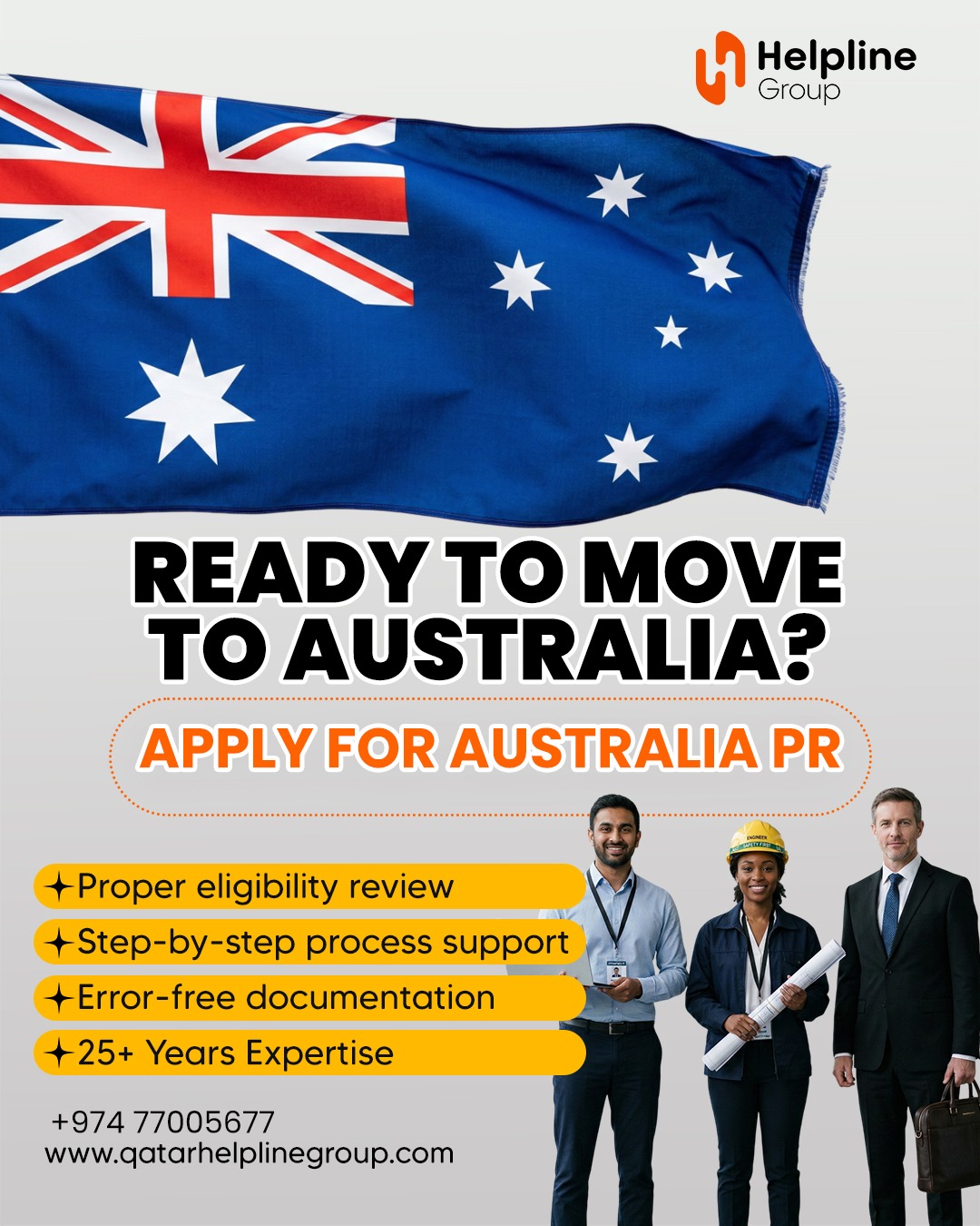 Helpline Group - Company Formation, Attestation and Translation Services. Facebook ad: Apply for Australia PR Today