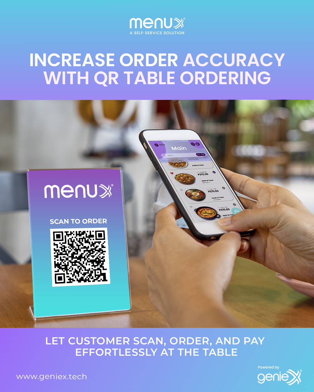 MenuX Facebook ad: Redefine Dining With QR Table Ordering!