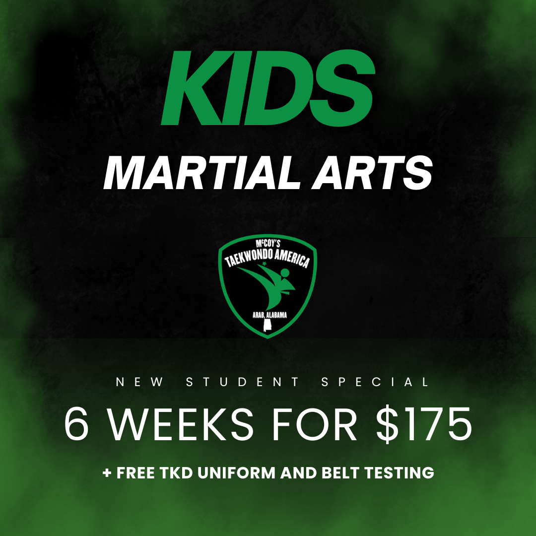 McCoy's Taekwondo America and Krav Maga Facebook ad: Strong Bodies. Strong Minds. Strong Kids.