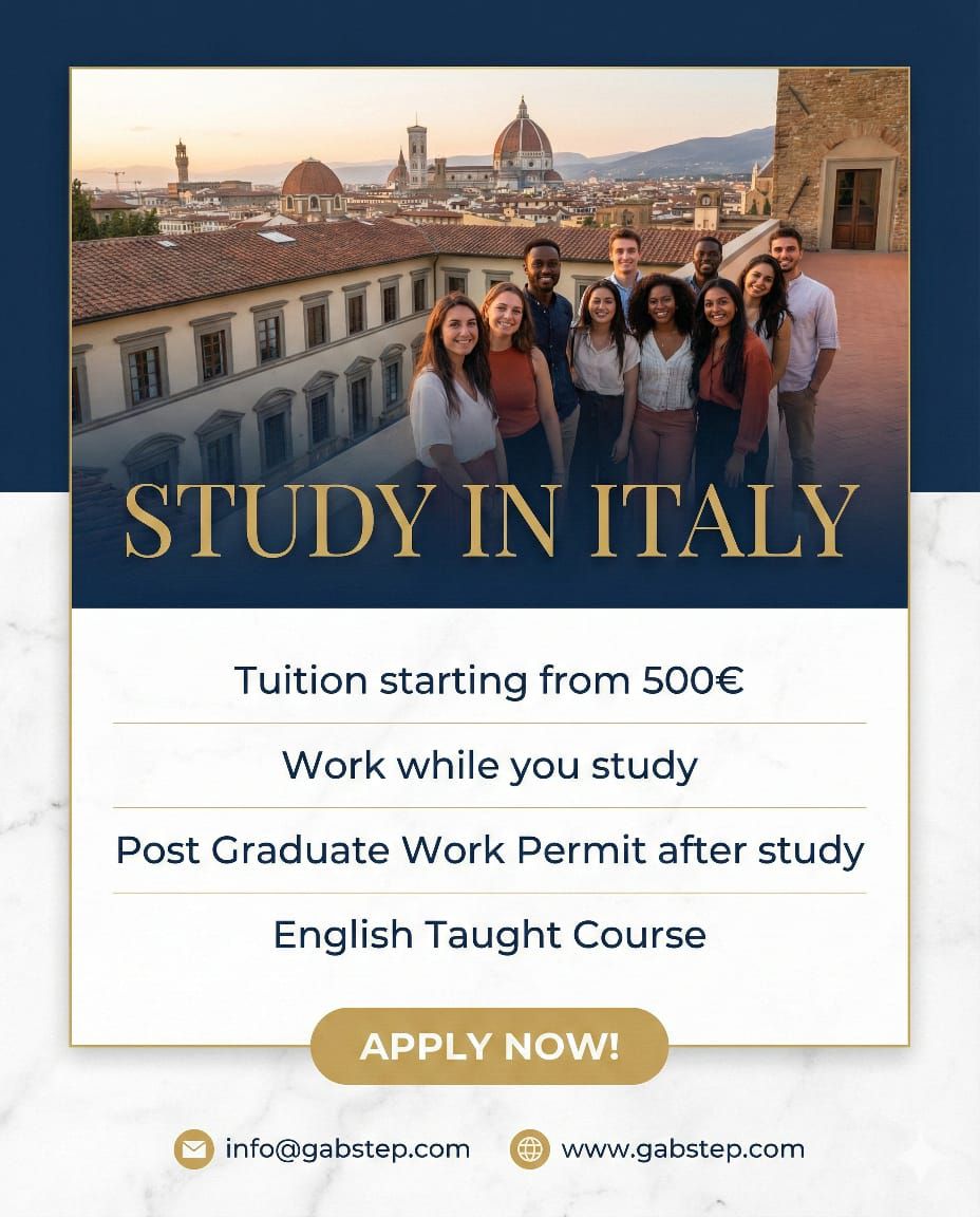 Study&Work Abroad with GSSNL Facebook ad: STUDY AND WORK IN ITALY