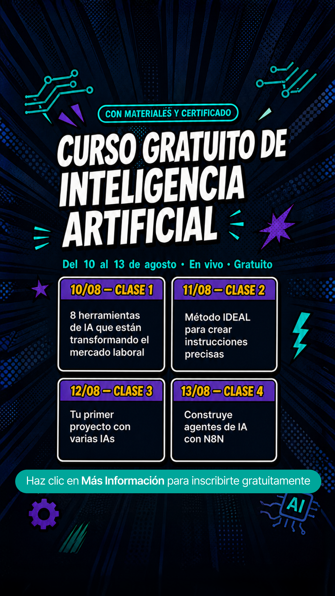 Daxus Latam IV Facebook ad: Inmersión en IA 100% GRATUITA y ONLINE