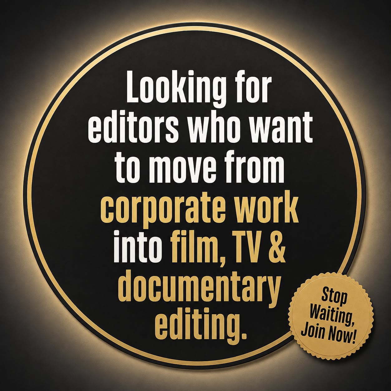 Skool Facebook ad: Stop Only Cutting Corporate Content. Edit Narrative Scenes.
