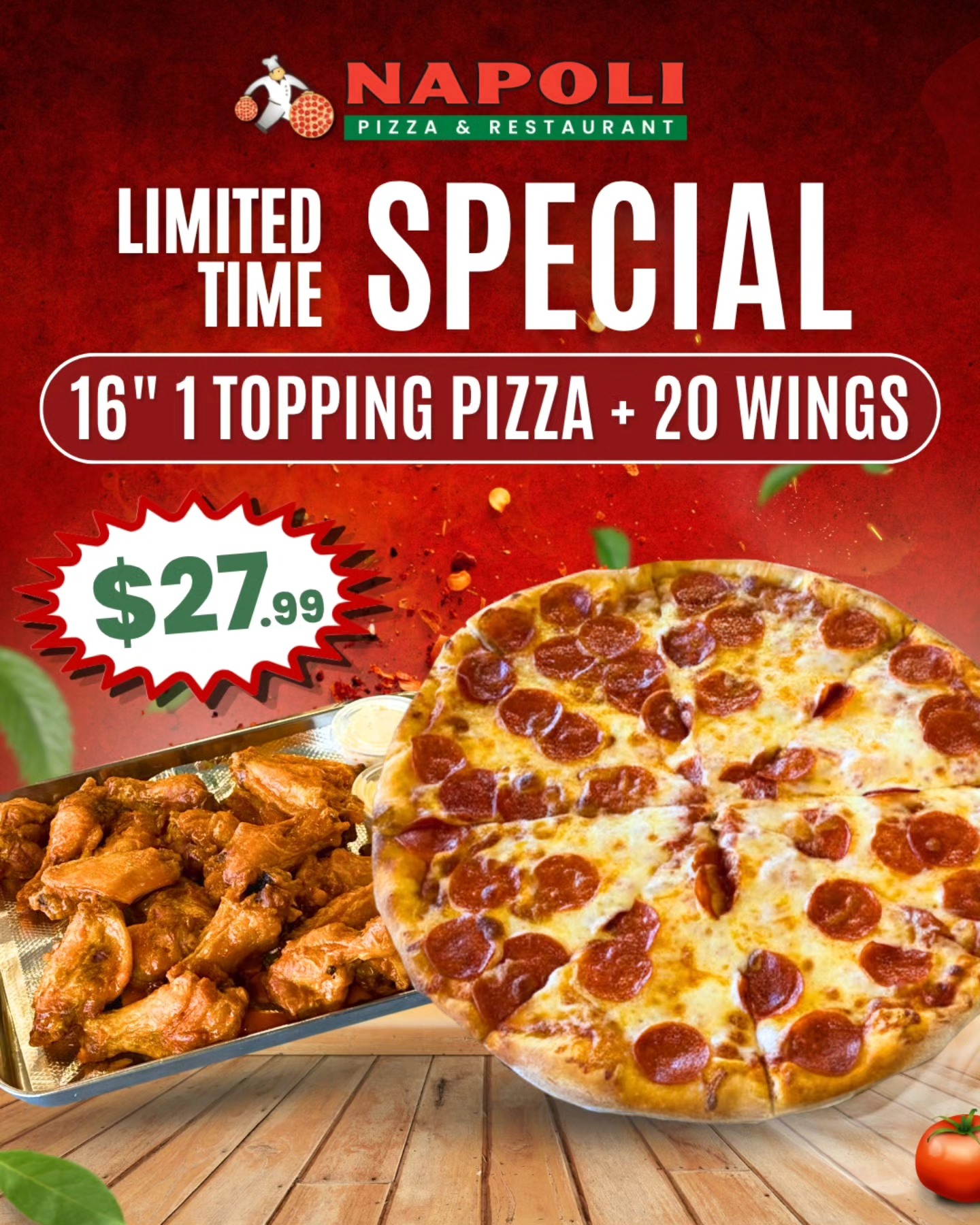 Napoli Pizzeria Facebook ad: Limited Time Special