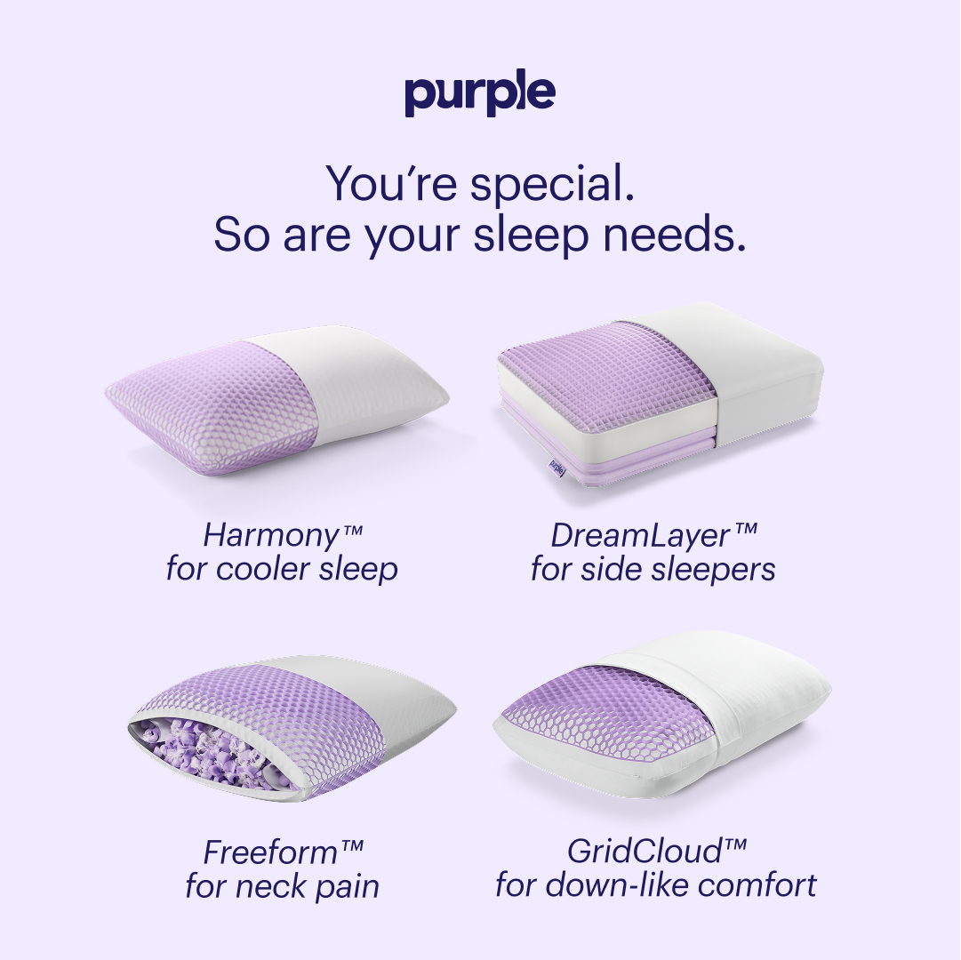 Purple Facebook ad: No pillow supports like Purple.