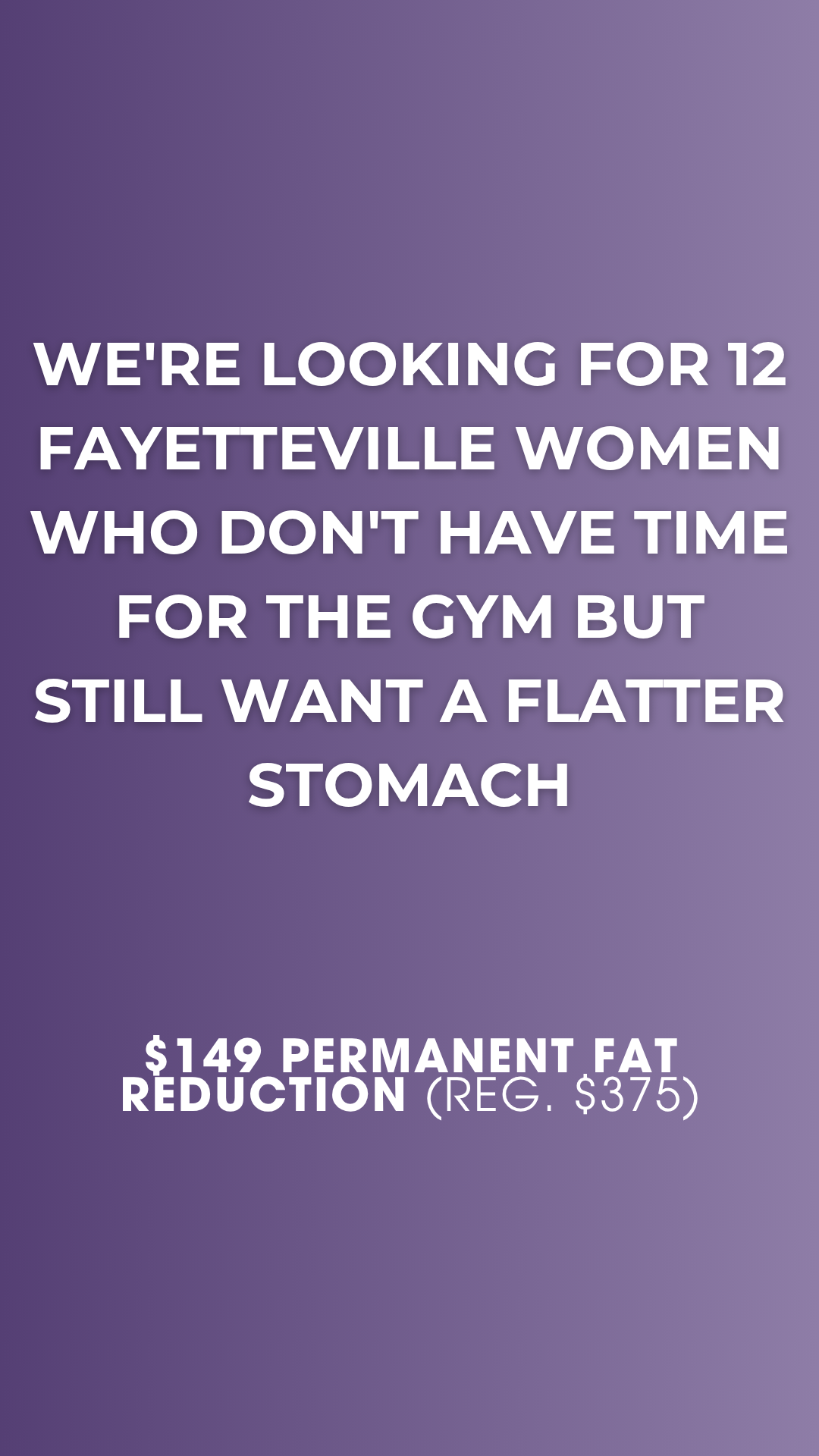 Zivel Fayetteville Facebook ad: Non-Invasive Fat Reduction - Only $149