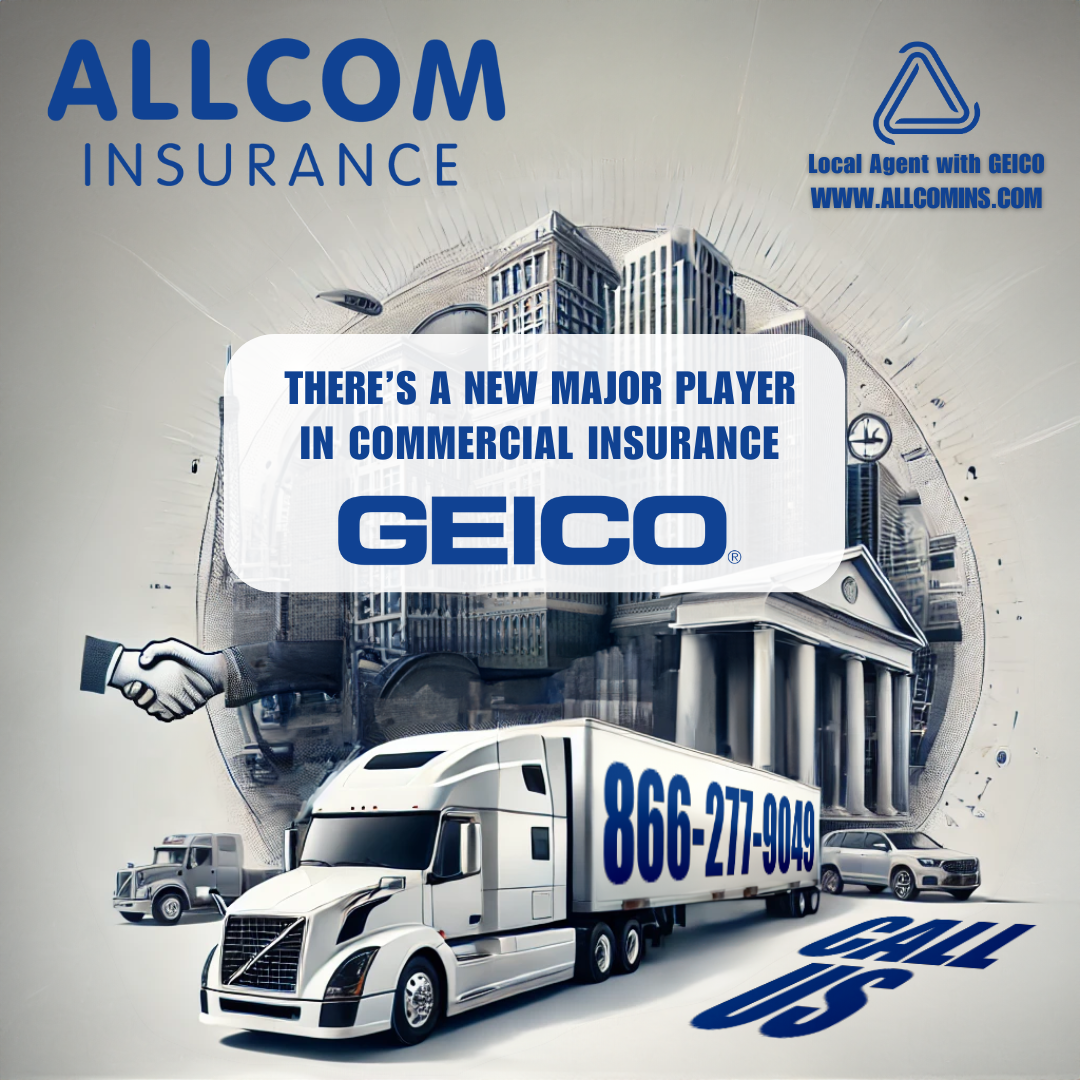 Allcom Insurance Facebook ad: GEICO Trucking Insurance is Here! Partner with Allcom…