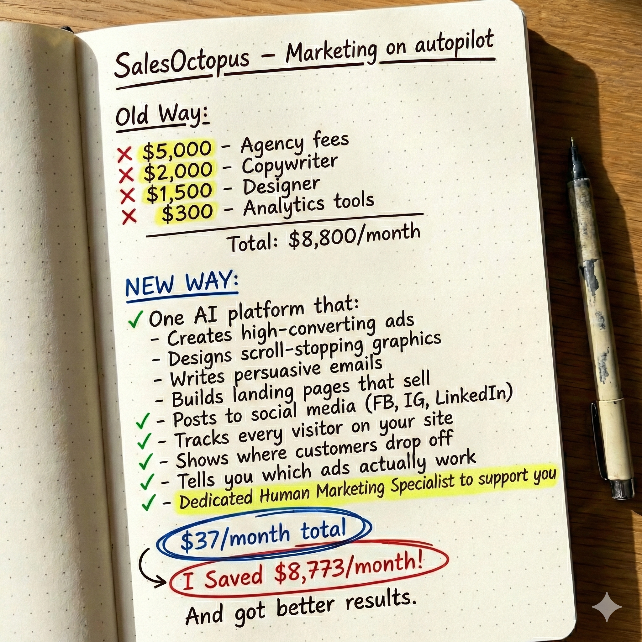 Sales Octopus Facebook ad: Replace Your $1,000/Month Agency With AI