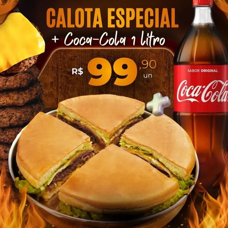 X Calota Jundiaí Facebook ad: Hambúrguer suculento Explosão de sabor Rapidez máxima