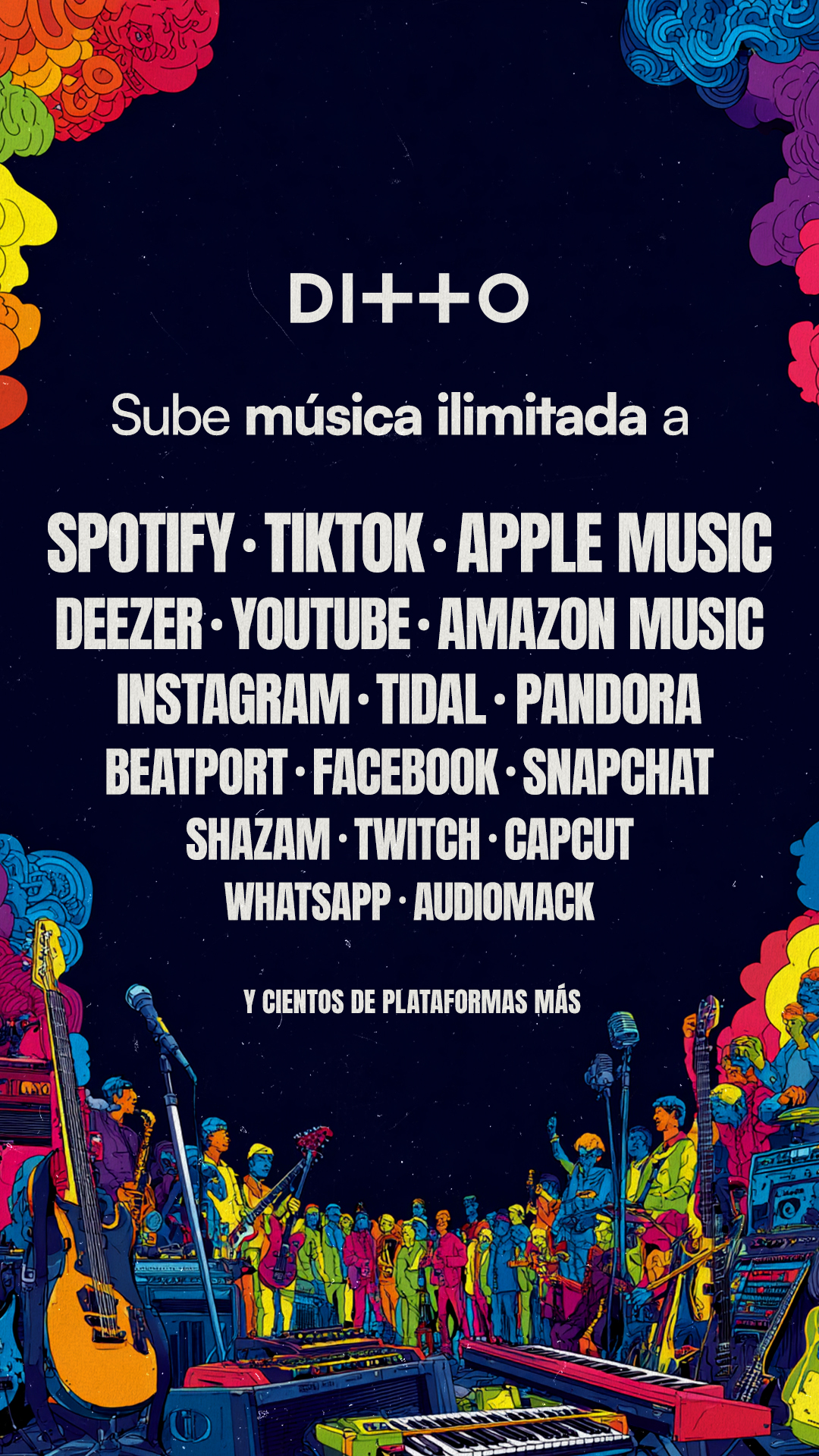 Ditto Music Español Facebook ad from Apr 10, 2026