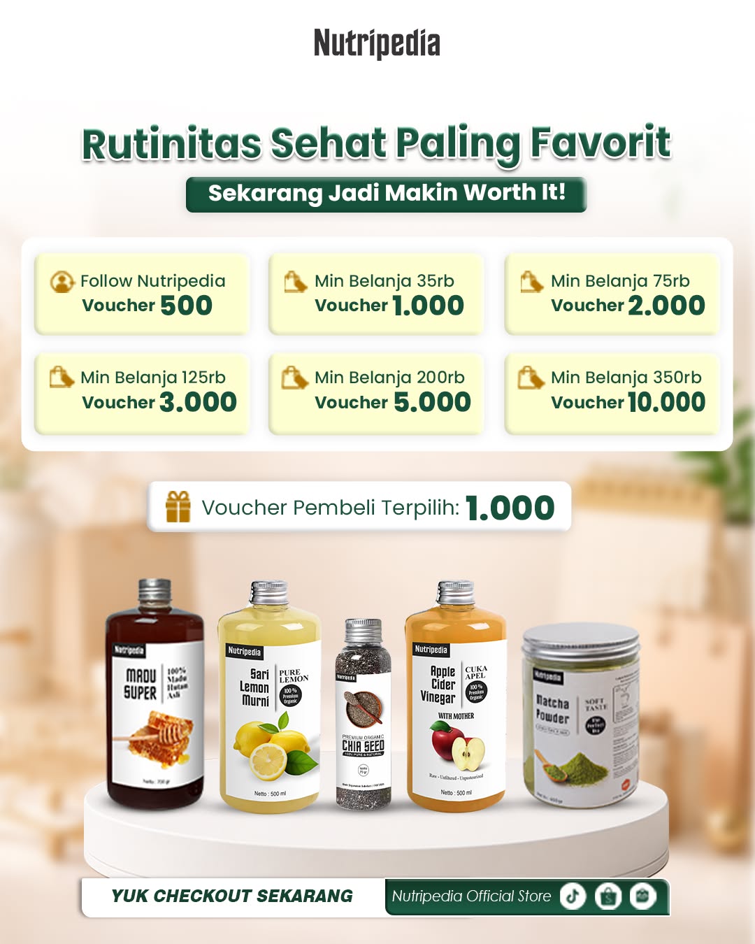 Nutripedia Facebook ad: Rutinitas Sehat Favorit, Lagi Hujan Promo!
