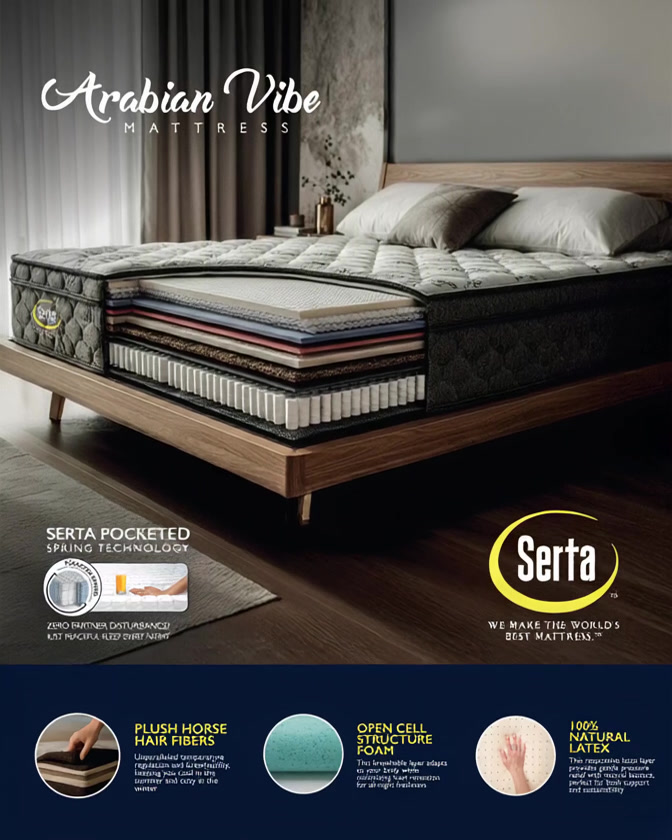 Serta Mattress Qatar Facebook ad: Visit us to discover Serta Mattress, Contact us to learn…