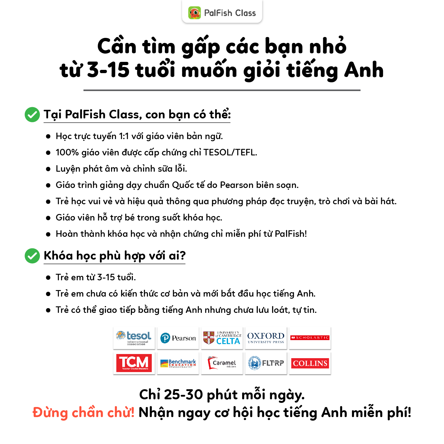 PalFish - Nền tảng Tiếng Anh trẻ em trực tuyến 1-1 lớn nhất thế giới Facebook ad