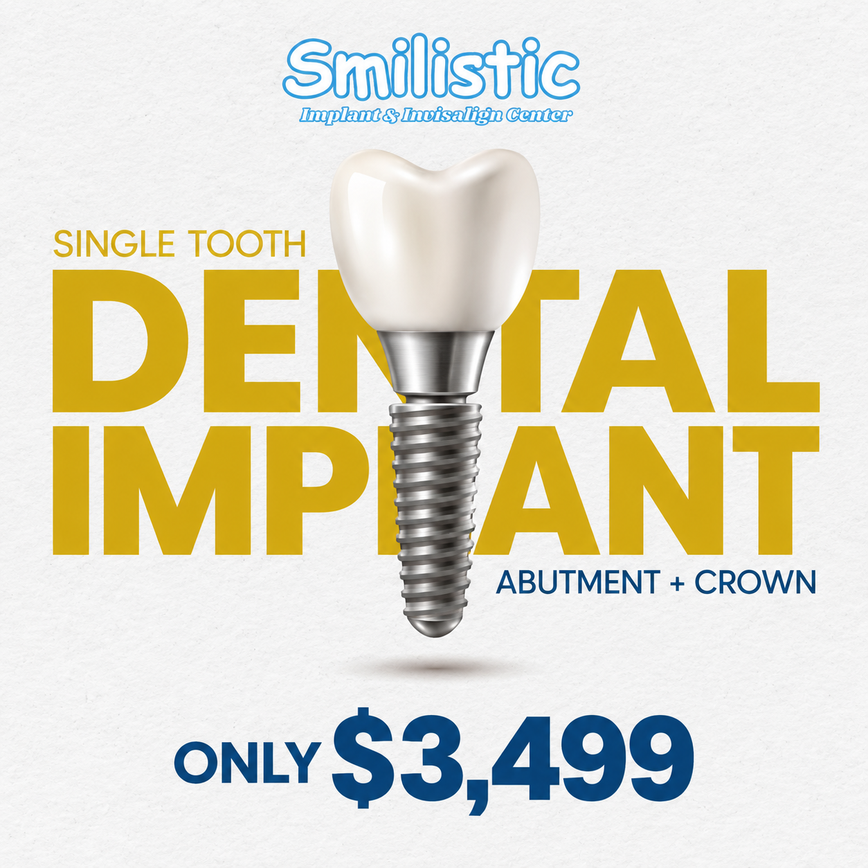 Smilistic Dental Care of Marlborough Facebook ad: Marlborough - Single Tooth Implants at $3,499!