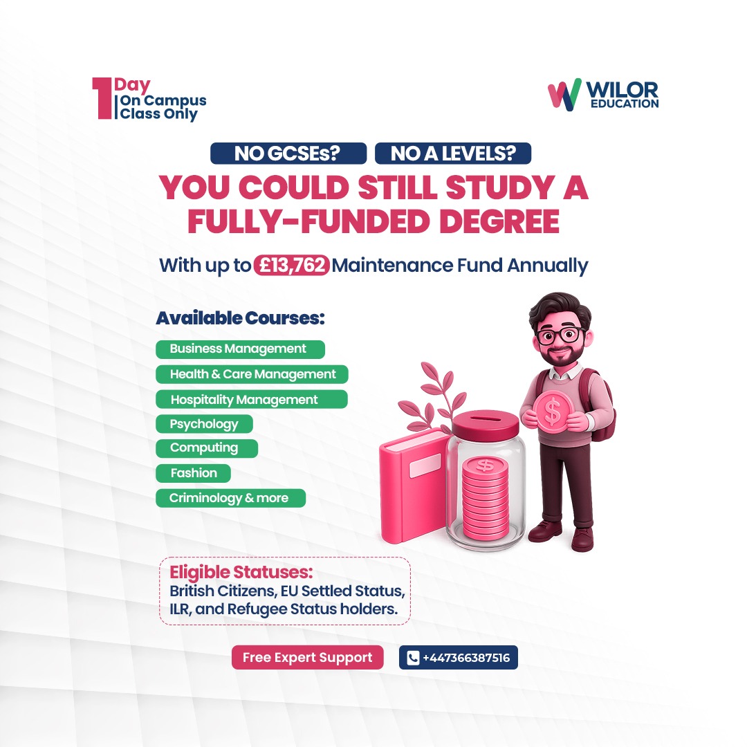 Wilor Education Facebook ad: Get Fully-Funded Degree