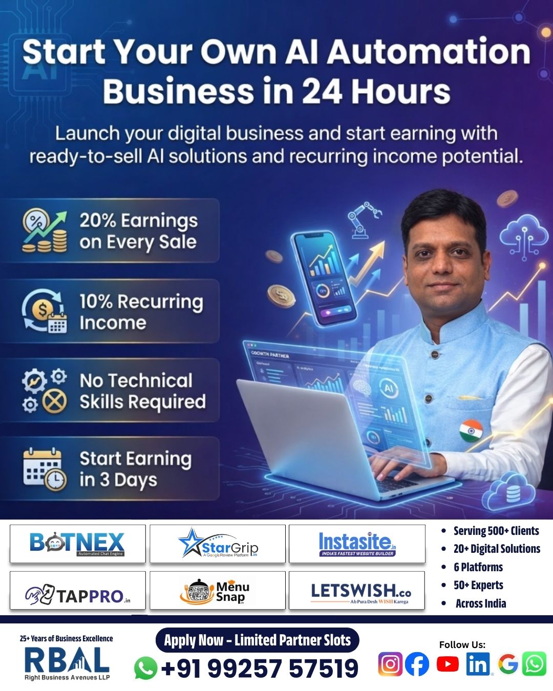 Right Business Avenues LLP Facebook ad: Own an AI Business in 24 Hours!Stop watching…