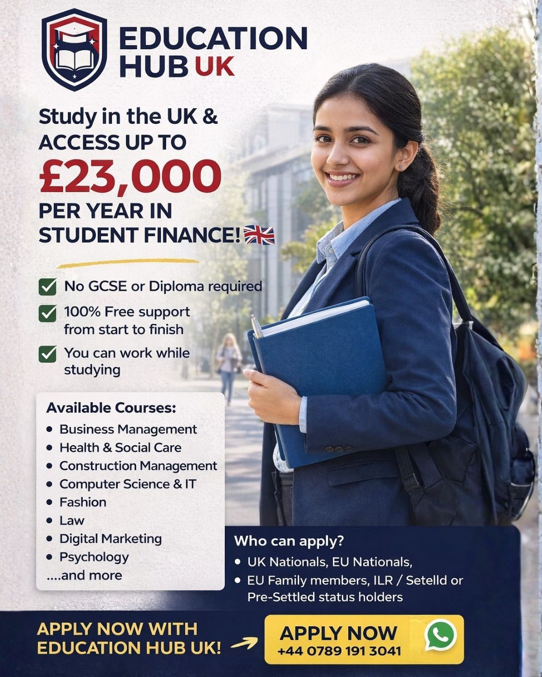 Education Hub UK Facebook ad from Mar 11, 2026
