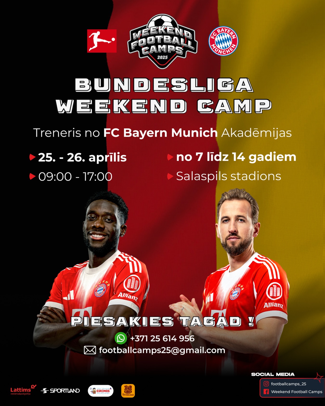 Weekend Football Camps Facebook ad: Bundesliga Weekend Camp, reģistrācija ir atvērta!