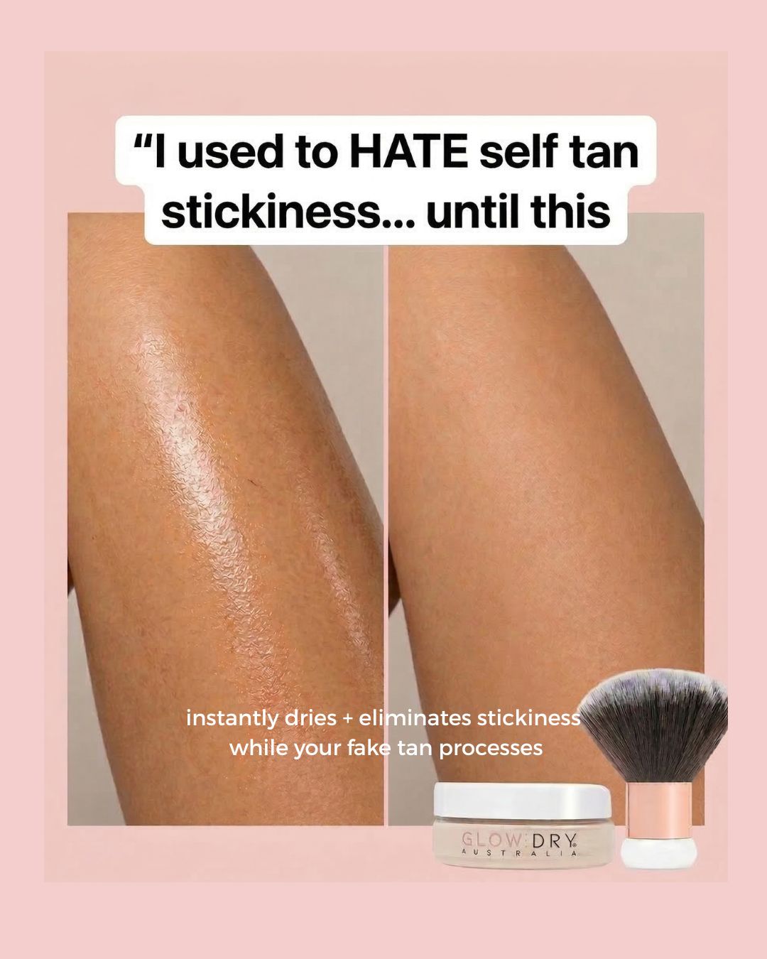 GlowDry - Fake Tan Drying Powder Facebook ad from May 28, 2026