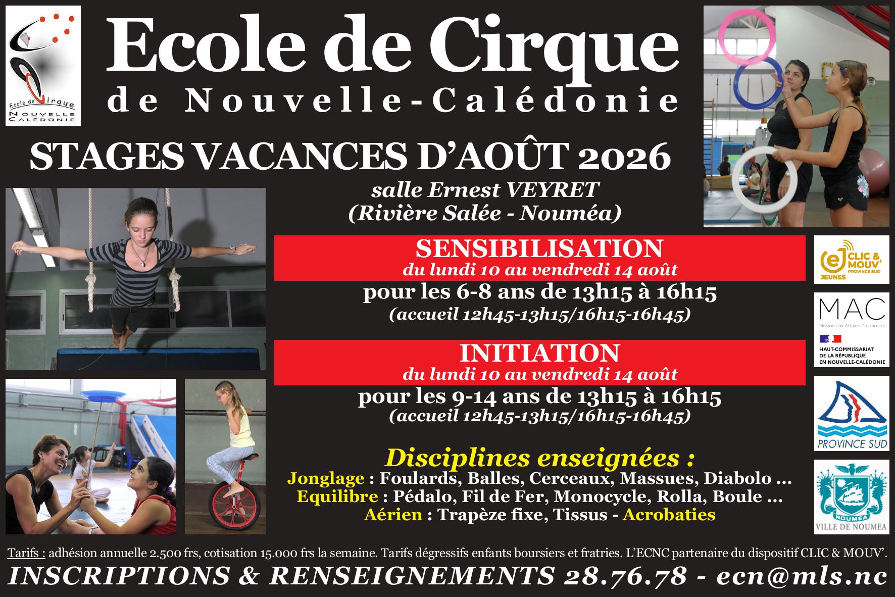 Ecole de Cirque de Nouvelle-Calédonie Facebook ad from Jul 11, 2026
