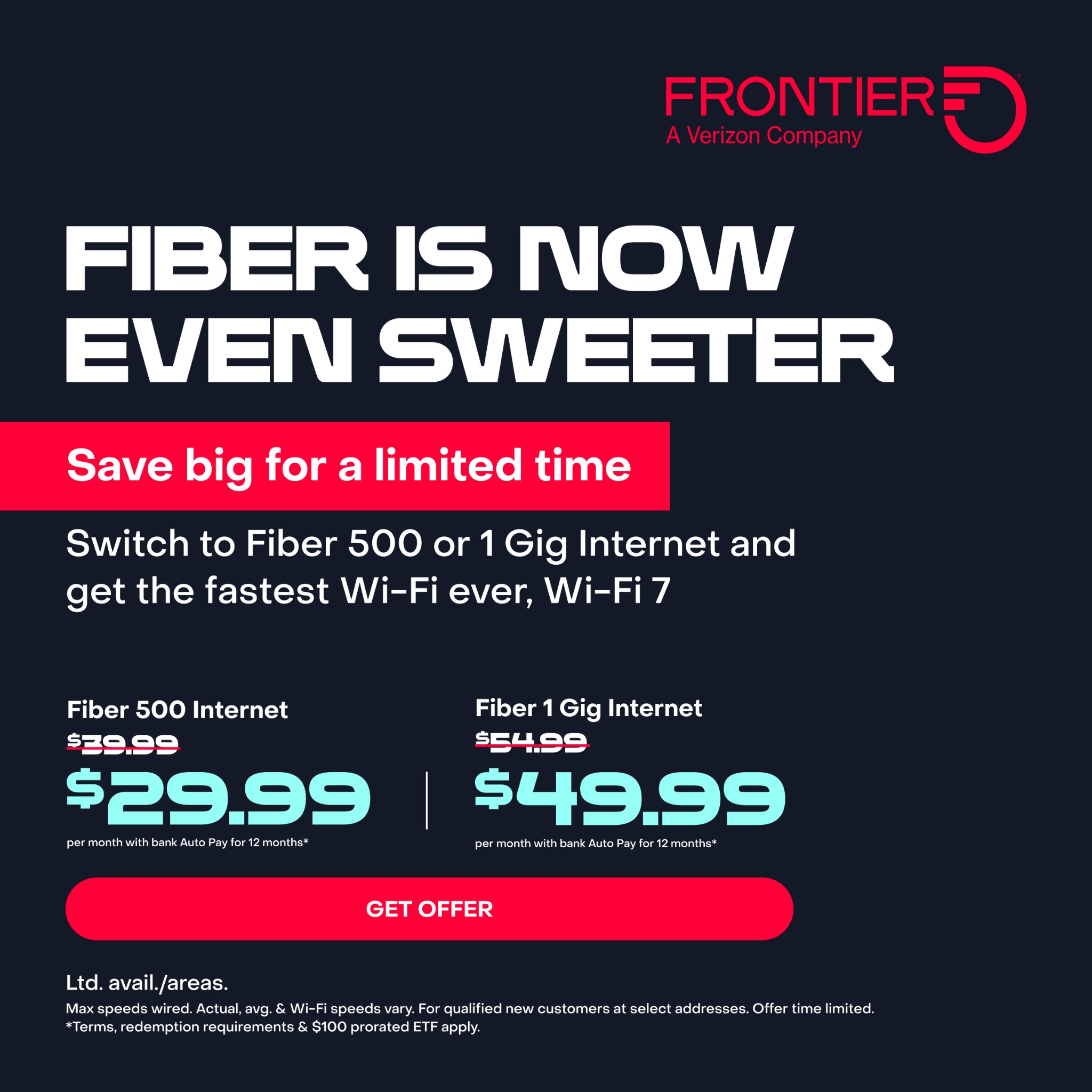 Frontier Internet Facebook ad