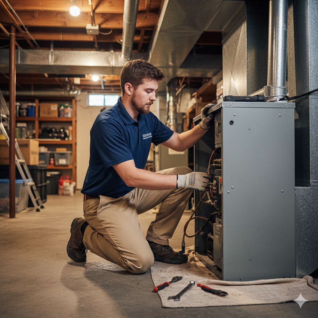 Warwas Heating & Cooling LLC Facebook ad: Furnace Installs that aren't $10K, Click 4 A Fair Quote!