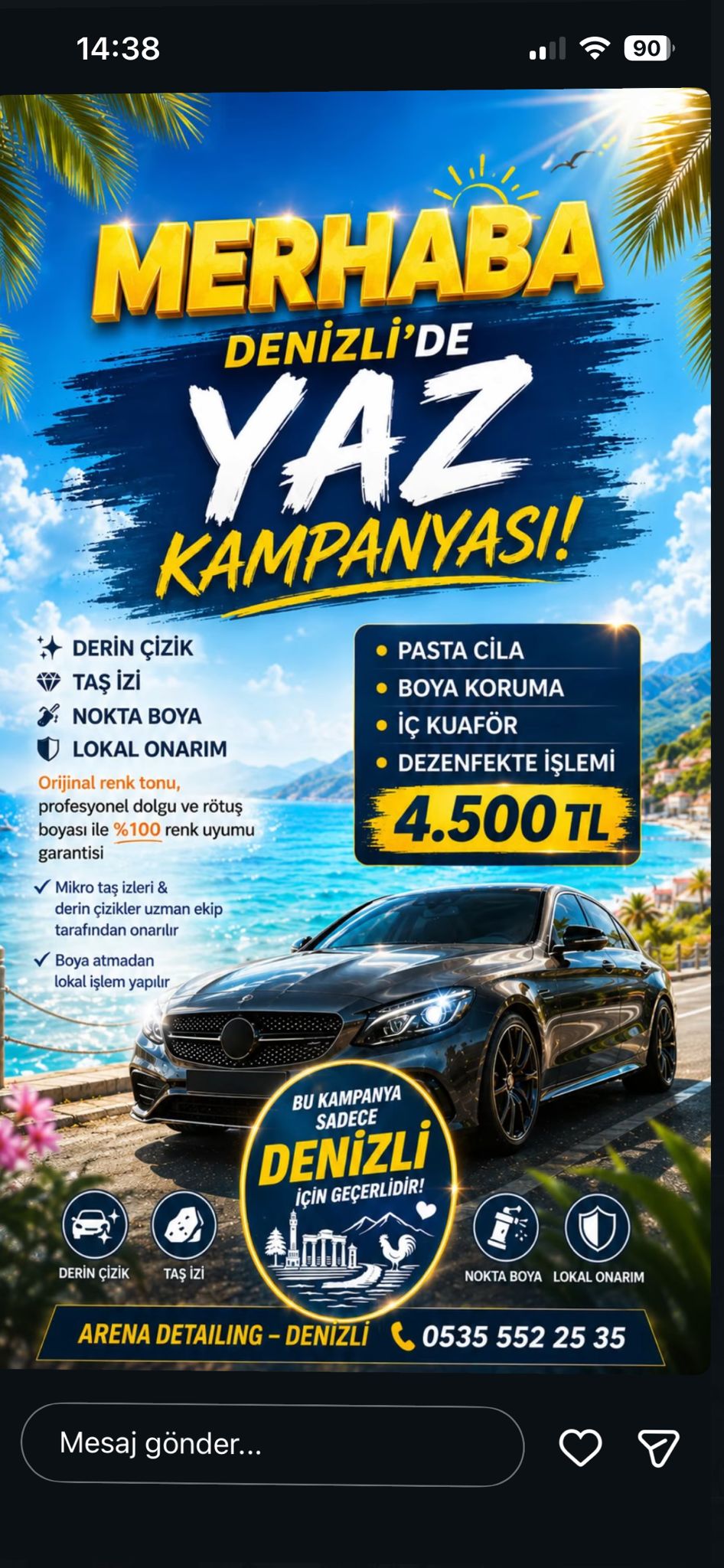 Arena Detailing Facebook ad: ARENA DETAILING KAÇIRILMAYACAK YAZ KAMPANYASI