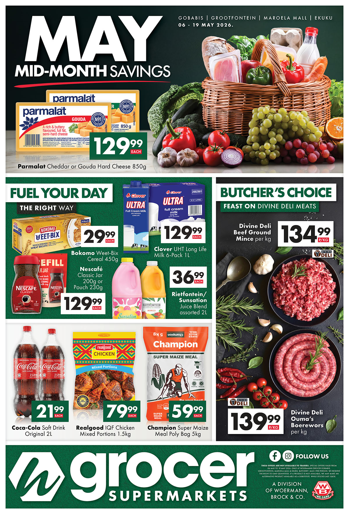Woermann Grocer Supermarkets Facebook ad: Save More on your Groceries with our May…