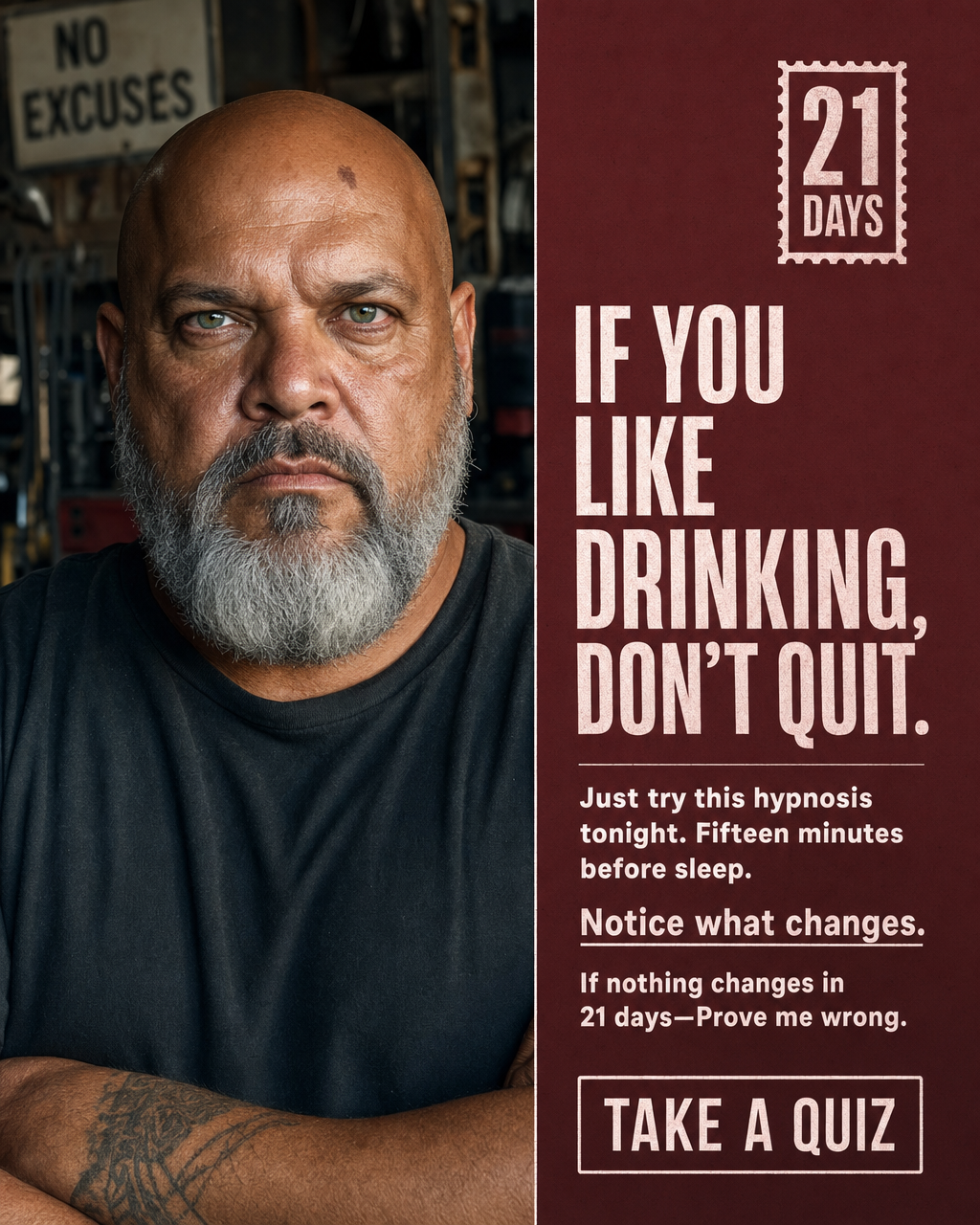 Hypnosis to Stop Drinking Facebook ad