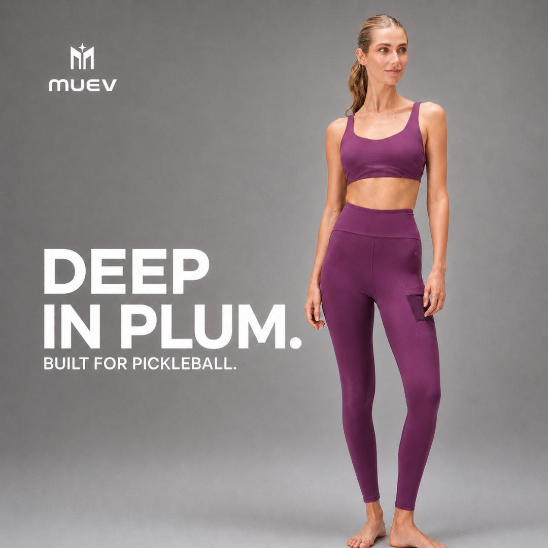 MUEV: Premium Pickleball Apparel Facebook ad: Deep in Plum. Built for Pickleball.