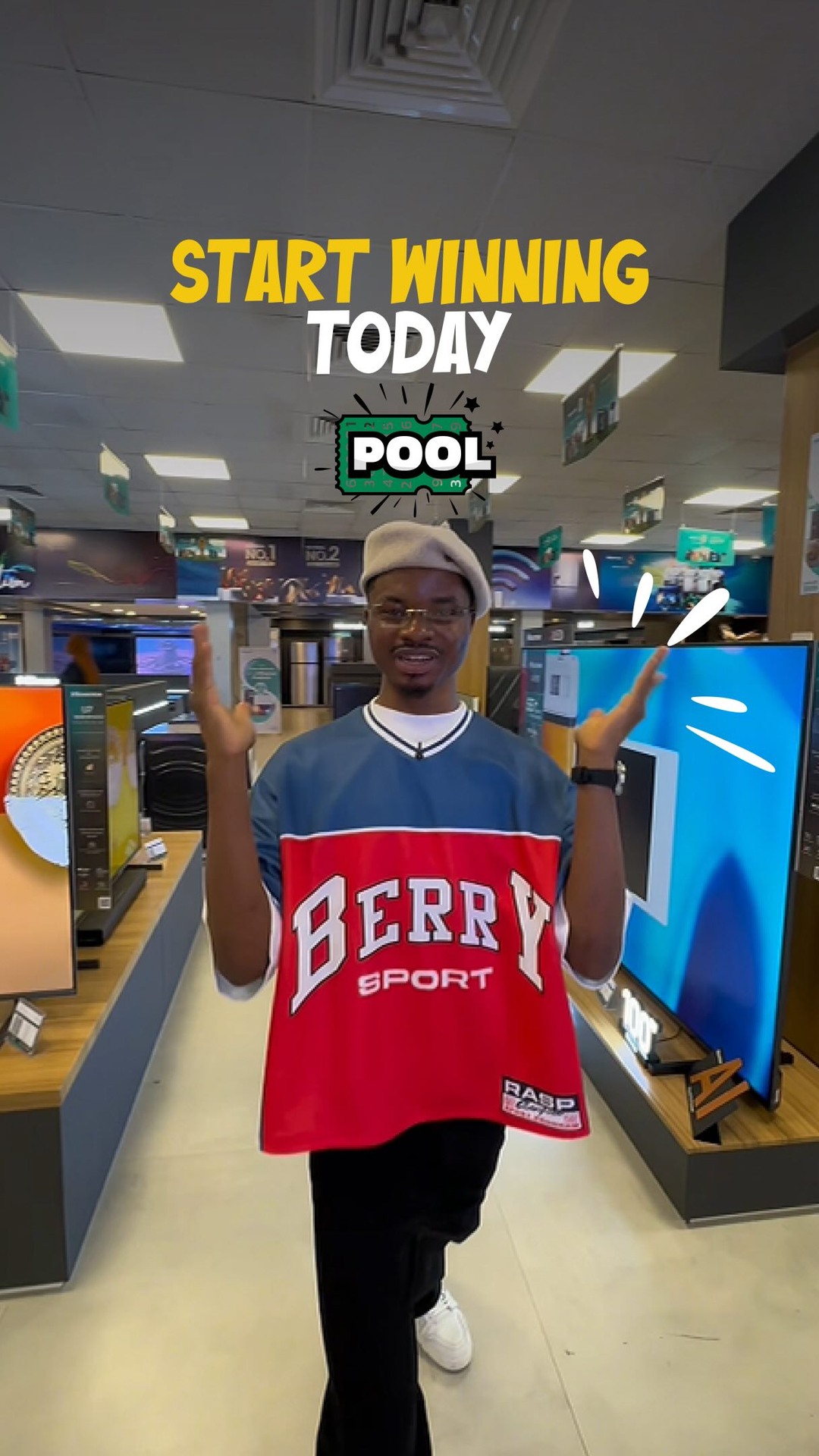 Fouani Pool Rewards Facebook ad: Download. Pick. Enter.