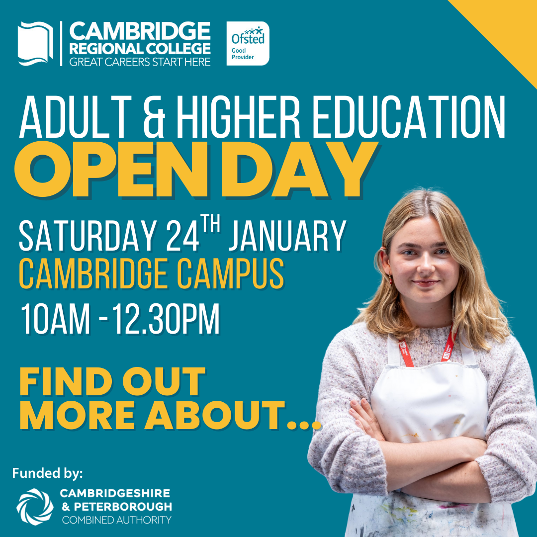 Cambridge Regional College Facebook ad: Kickstart your new year at our Open Day!
