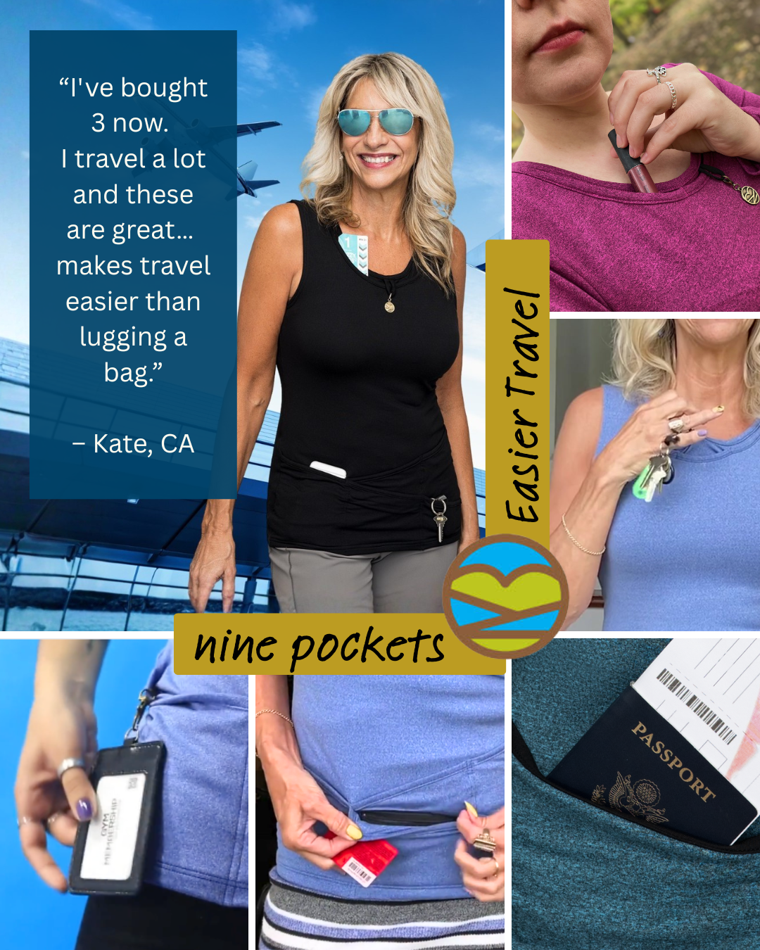 Tuck Top by Free Woman Apparel Facebook ad: Travel Safer, Travel Better